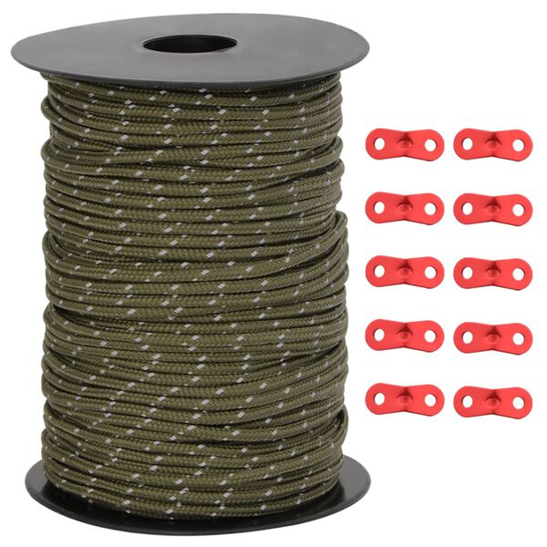 vidaXL Corda Tenda con Strisce Riflettenti e Chiavi 50 m 3 mm