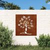 vidaXL Decorazione Muro da Giardino 55x55 cm Albero in Acciaio Corten
