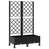 vidaXL Vaso da giardino con grigliato e ruote Nero 80 x 40 x 131,5 cm