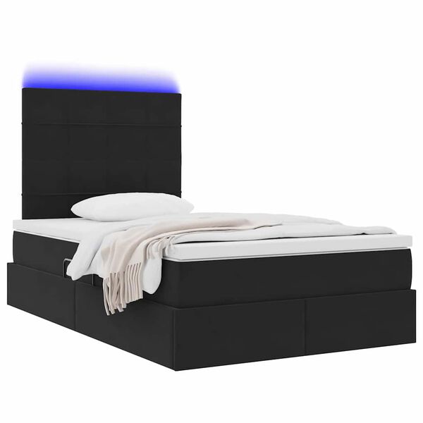 vidaXL Letto con contenitore e LED con led Nero 120 x 190 cm Velluto