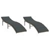 vidaXL Lettini Prendisole 2 pz con Cuscini Grigio Chiaro in Polyrattan