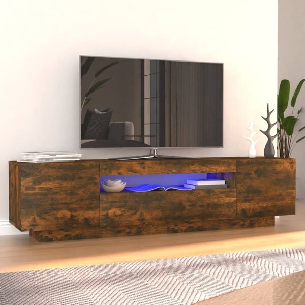 vidaXL Mobile Porta TV con Luci LED Rovere Fumo 160x35x40 cm