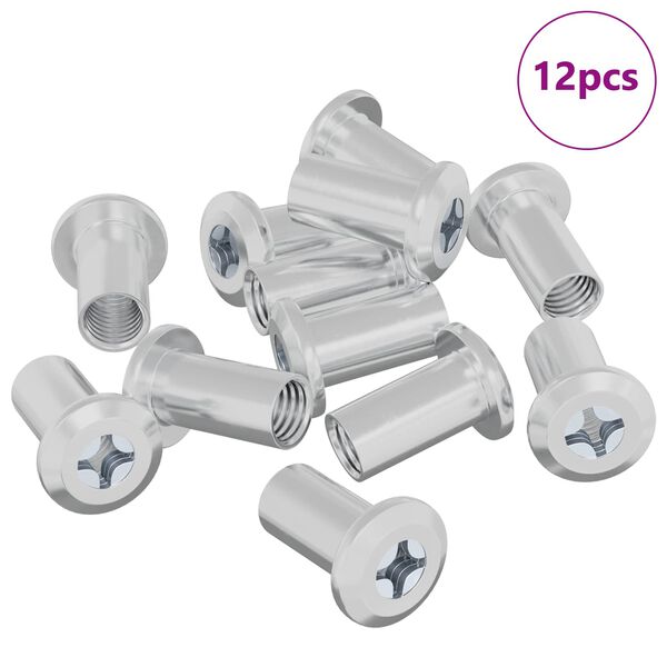 vidaXL Dado a bloccaggio 12 pcs Nichel M6 x 15 mm Acciaio