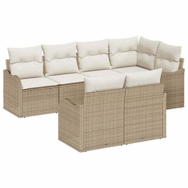 vidaXL Set Divano da Giardino Beige polyrattan