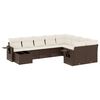 vidaXL Set Divani da Giardino 10pz con Cuscini in Polyrattan Marrone