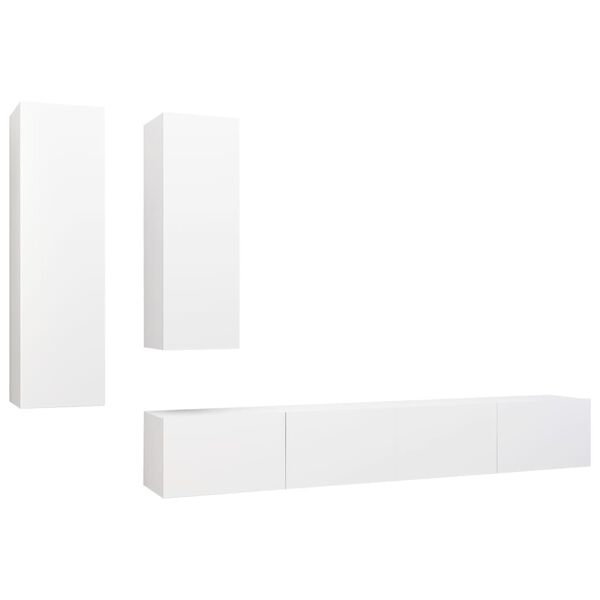 vidaXL Set di Mobili Porta TV 4 pz Bianco in Legno Multistrato