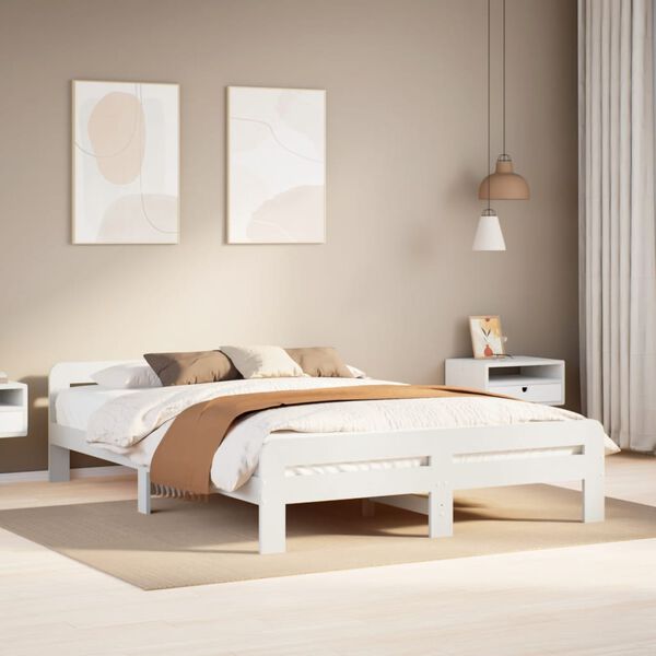 vidaXL Letto senza Materasso Bianco 140x190 cm Legno Massello di Pino
