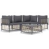 vidaXL Set Divani da Giardino 5 pz con Cuscini Antracite in Polyrattan