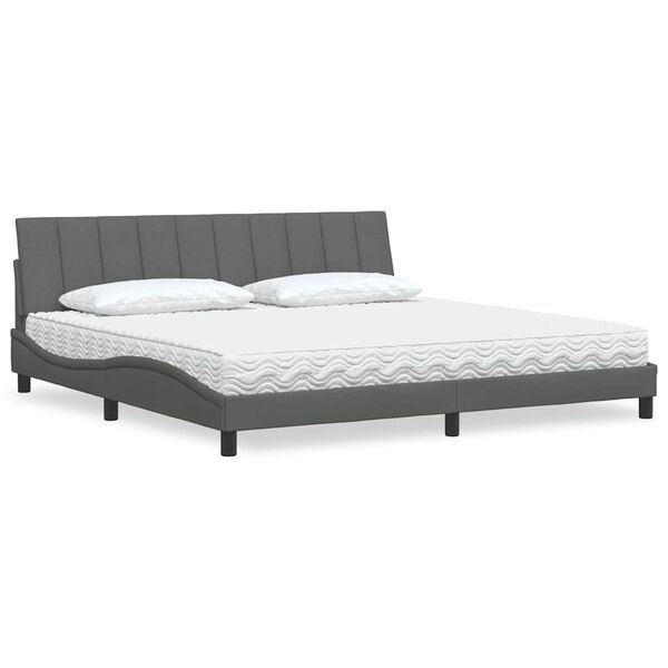 vidaXL Letto con Materasso Hanko Grigio Scuro 200x200 cm in Tessuto