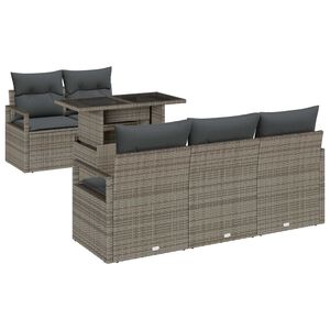 vidaXL Set Divano da Giardino con cuscino 6 pcs Grigio Poly Rattan