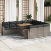 vidaXL Set Divani da Giardino 11 pz con Cuscini in Polyrattan Grigio