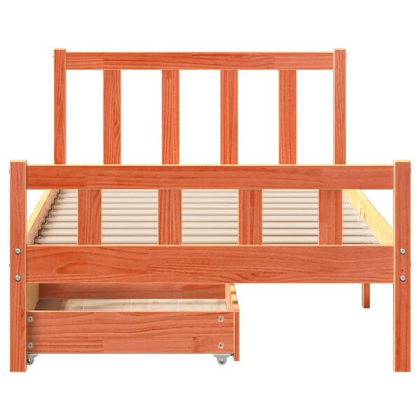 vidaXL Letto senza Materasso Marrone Cera 75x190 cm in Legno di Pino