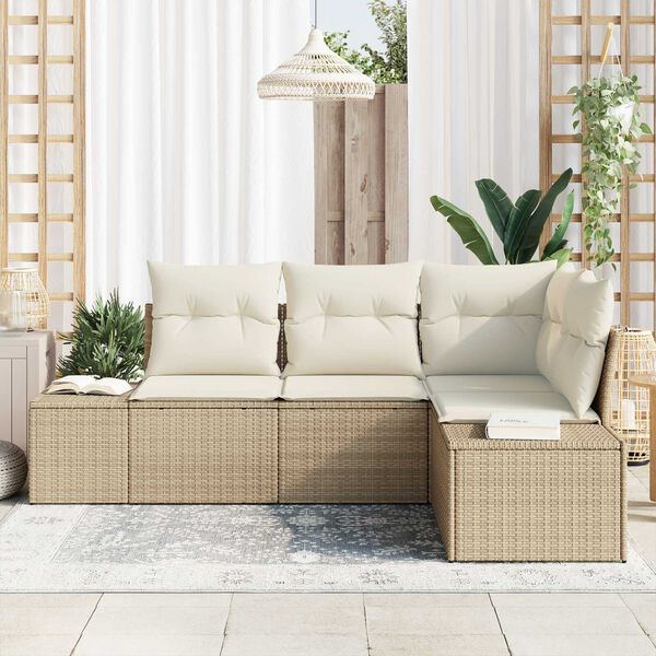 vidaXL Set Divano da Giardino 4 pcs Beige polyrattan
