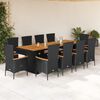 vidaXL Set da Pranzo da Giardino 11 pz con Cuscini in Polyrattan Nero