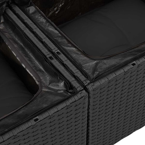 vidaXL Set Divano da Giardino con cuscino 12 pcs Nero Poly Rattan