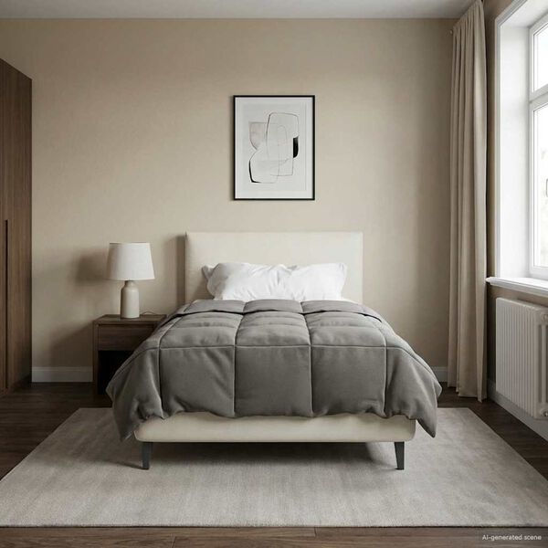 vidaXL Piumone Completo Annuale Grigio chiaro 140 x 200 cm Microfibra