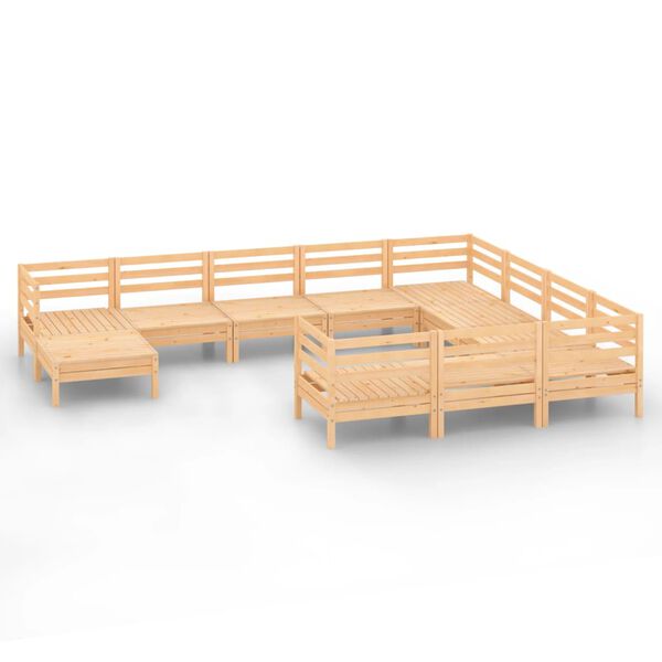 vidaXL Set Salotto da Giardino 11 pz in Legno Massello di Pino