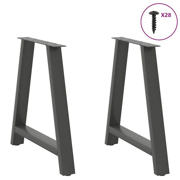 vidaXL Gambe per tavolo da pranzo a forma di A 2 pz Antracite 80x(72-73) cm Acciaio