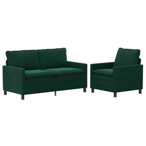 vidaXL Set di divani 2 pz Verde Scuro Velluto