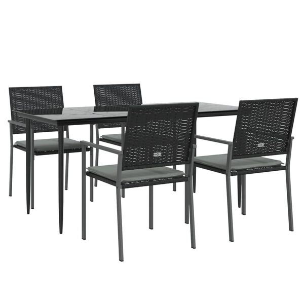 vidaXL Set Pranzo da Giardino 5pz con Cuscini in Polyrattan e Acciaio