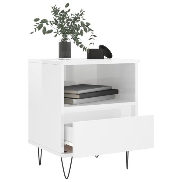 vidaXL Comodini 2pz Bianco Lucido 40x35x50 cm in Legno Multistrato