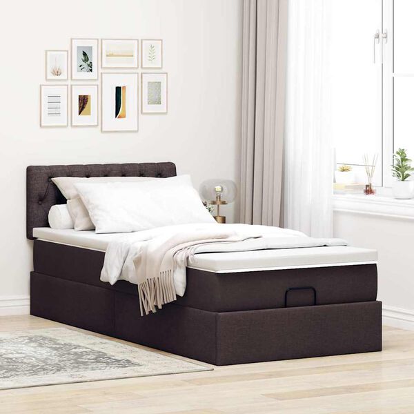 vidaXL Struttura Letto Pouf con Materasso 90x190 cm in Tessuto