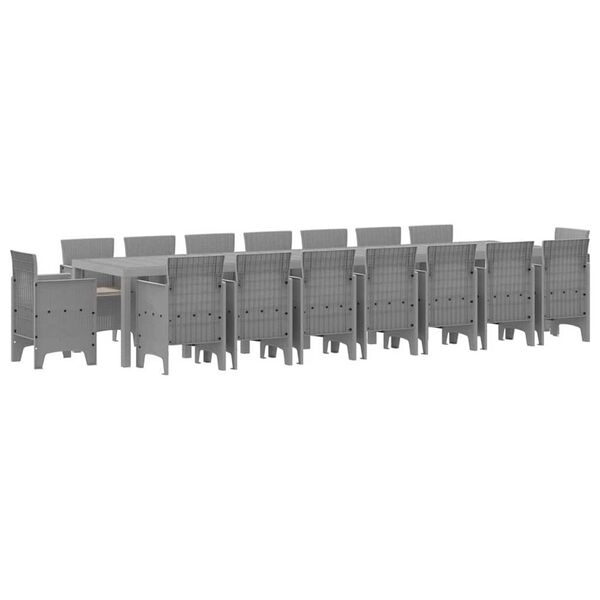 vidaXL Set da pranzo da giardino con cuscini 17 pcs Grigio chiaro PP