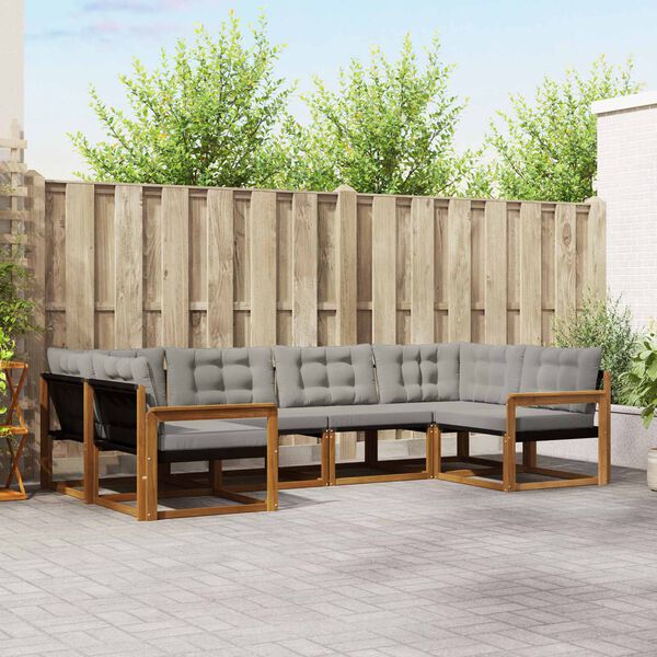 vidaXL Set di divani da esterno 6 pcs Grigio Naturale e Chiaro