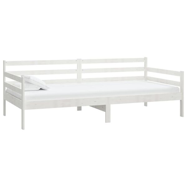 vidaXL Divano Letto con Materasso 90x200 cm Bianco in Legno di Pino