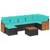 vidaXL Set Divani da Giardino 8 pz con Cuscini Nero in Polyrattan