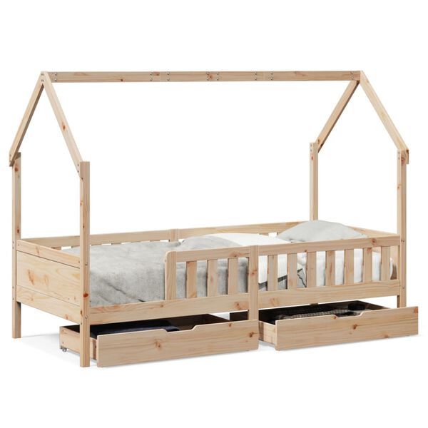vidaXL Giroletto Bambini con Cassetti 90x200 cm Legno Massello di Pino