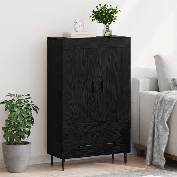 vidaXL Credenza Rovere Nero 69,5 x 31 x 115 cm Legno multistrato