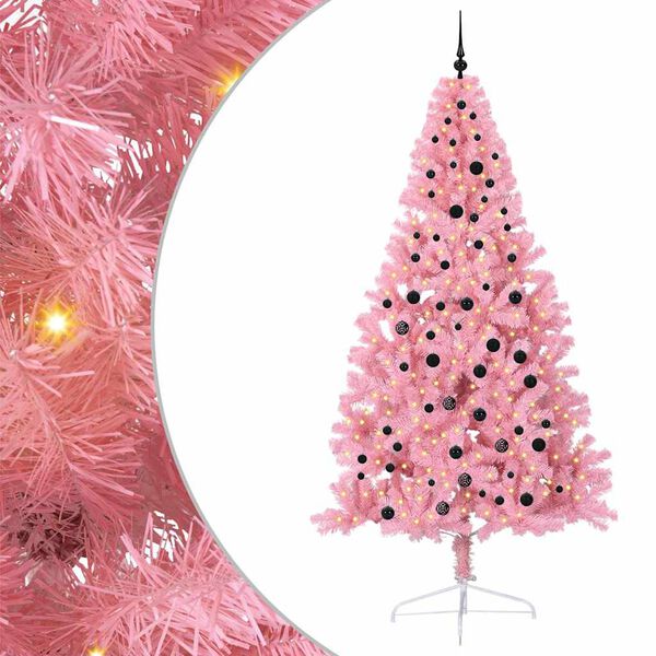 vidaXL Albero di Natale artificiale con luci integrate Rosa 240 cm PVC