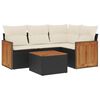 vidaXL Set Divani da Giardino 5 pz con Cuscini in Polyrattan Nero