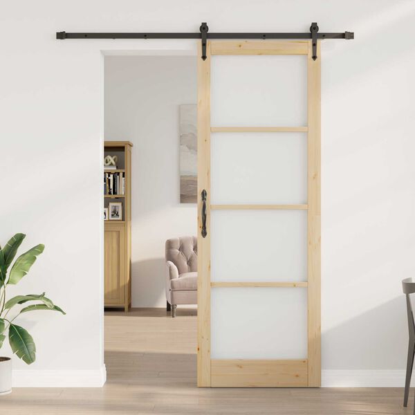 vidaXL Porta scorrevole Naturale e Nero 83 x 232 cm