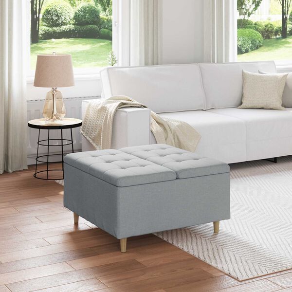 vidaXL Pouf contenitore Grigio chiaro 80 x 80 x 45 cm Tessuto