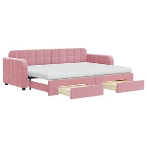 vidaXL Divano Letto Estraibile con Cassetti Rosa 80x200 cm Velluto
