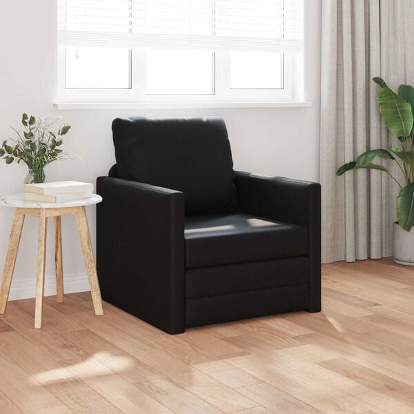vidaXL Divano letto 60cm Nero Pelle Artificiale