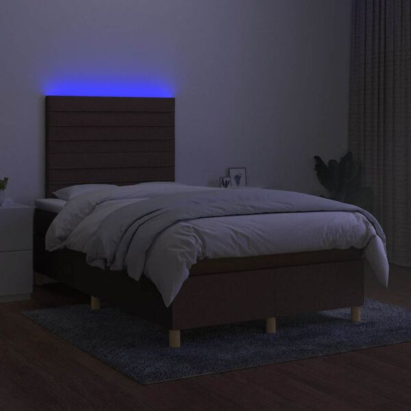 vidaXL Letto a Molle Materasso e LED MarroneScuro 120x190cm in Tessuto