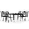 vidaXL Set Mobili da Pranzo per Giardino 7 pz Nero