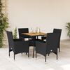 vidaXL Set Pranzo da Giardino 5 pz con Cuscini Nero Polyrattan Acacia