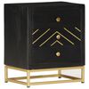 vidaXL Comodino Nero e Oro 40x30x50 cm in Legno Massello di Mango