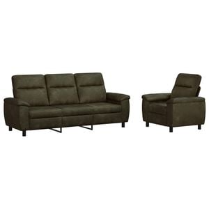 vidaXL Set di divani 2 pcs Verde militare Pelle Scamosciata Sintetica