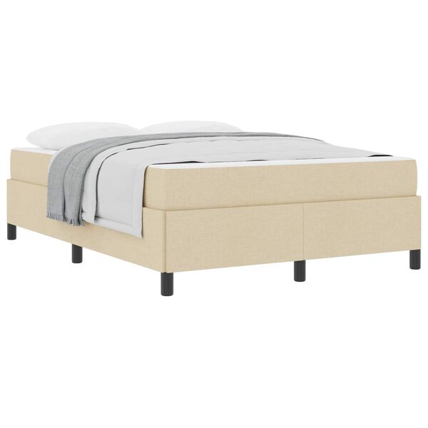 vidaXL Letto a molle con materasso Crema 140 x 190 cm Tessuto