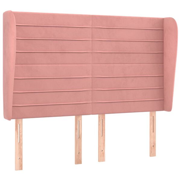vidaXL Testiera ad Orecchio Rosa 147x23x118/128 cm in Velluto