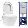 vidaXL WC a Muro senza Bordo con Sciacquone Nascosto Ceramica Bianco
