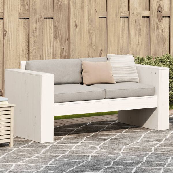 vidaXL Divano Giardino 2 Posti Bianco 134x60x62 cm Legno Massello Pino