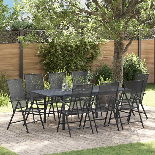 vidaXL Set da Pranzo per Giardino 9 pcs Antracite Acciaio