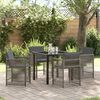 vidaXL Set da Pranzo per Giardino 5 pcs Grigio polyrattan