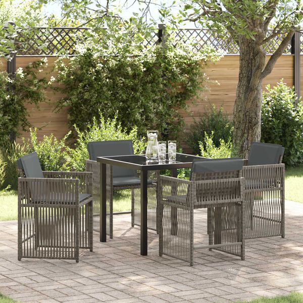 vidaXL Set da Pranzo per Giardino 5 pcs Grigio polyrattan